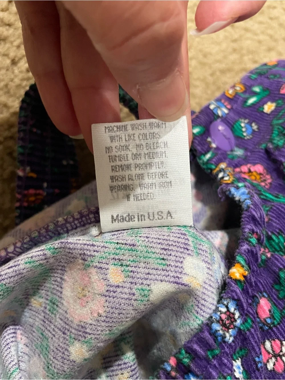 Vintage OshKosh B'gosh Purple Cottagecore Floral One-Piece Bodysuit